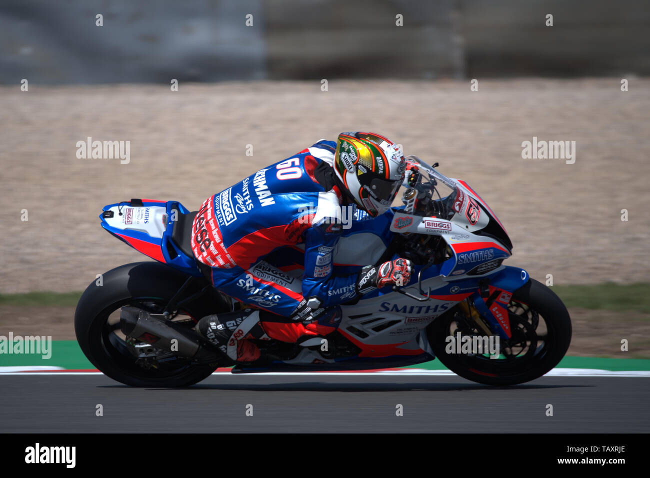 Peter Hickman racing in the British superbike championship at Donington park 2019 Stock Photo