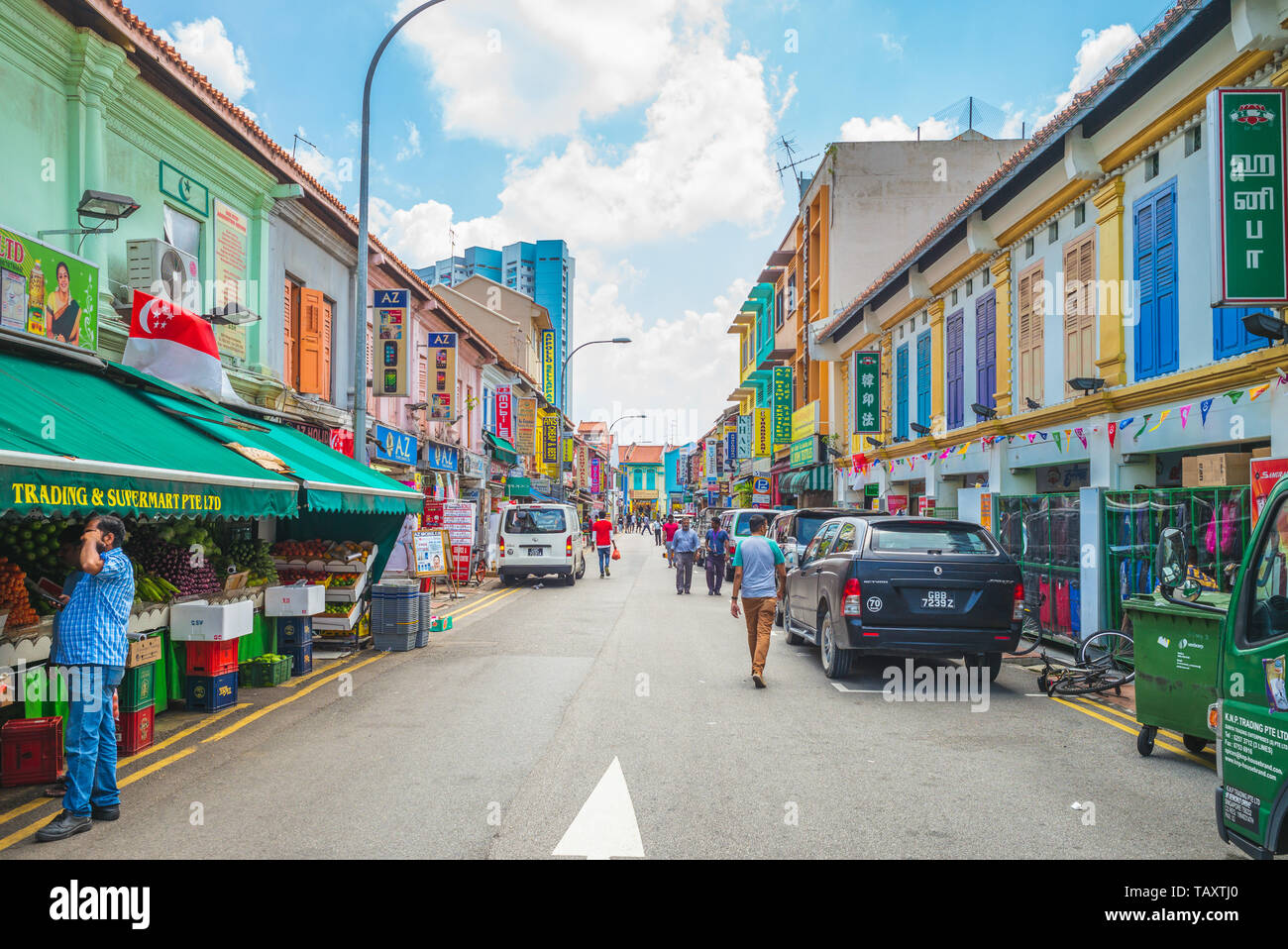 Singapore - August 11, 2018: Little India district in Singapore. It's Singaporean neighbourhood east of the Singapore River and  commonly known as Tek Stock Photo