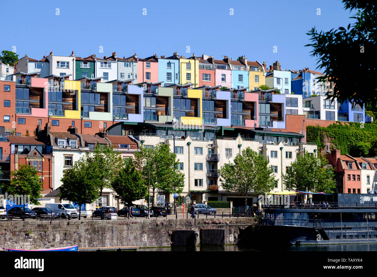 Views from Bristol harbourside Colourfull houses of hotwells Stock Photo