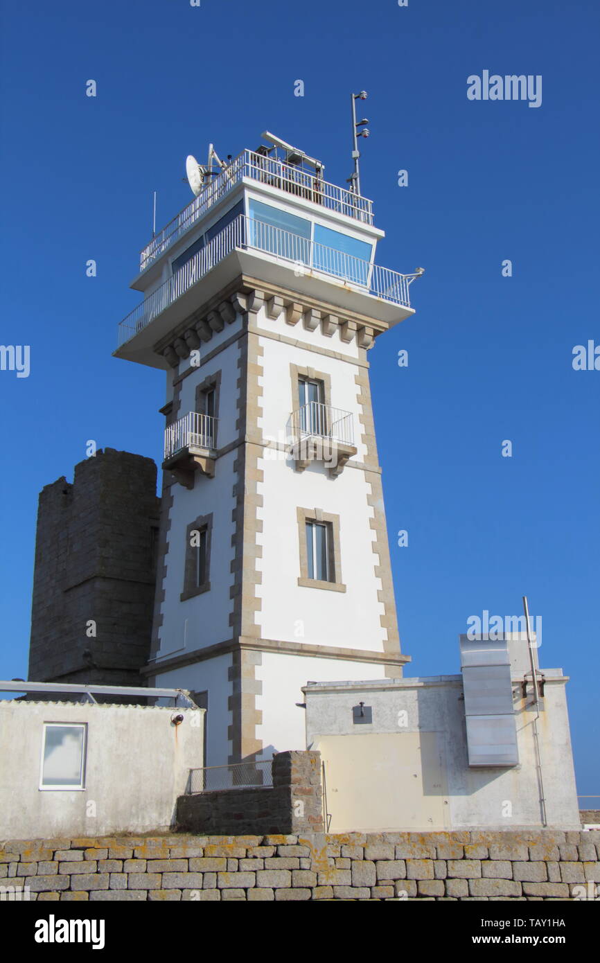 Outdoor of the semaphore near the coast in Penmarc'h Stock Photo