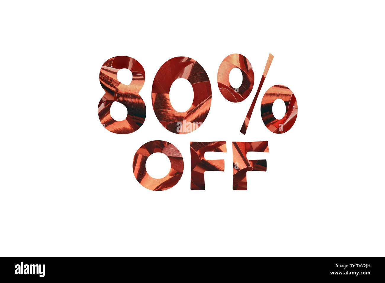 80 percent off symbolically represented with cut out text 80% off Stock Photo
