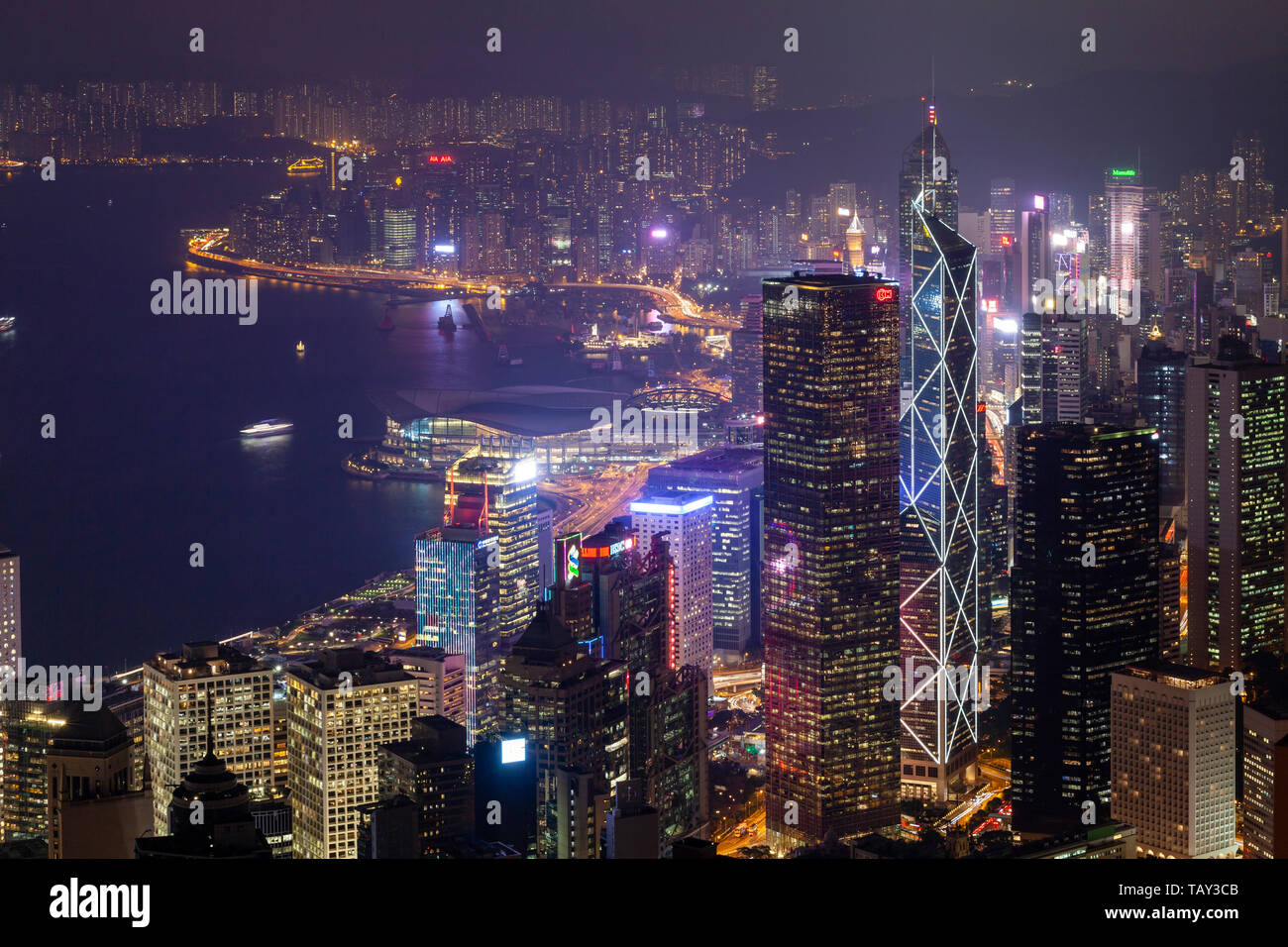 A View Of The Hong Kong Skyline From Victoria Peak, Hong Kong, China ...
