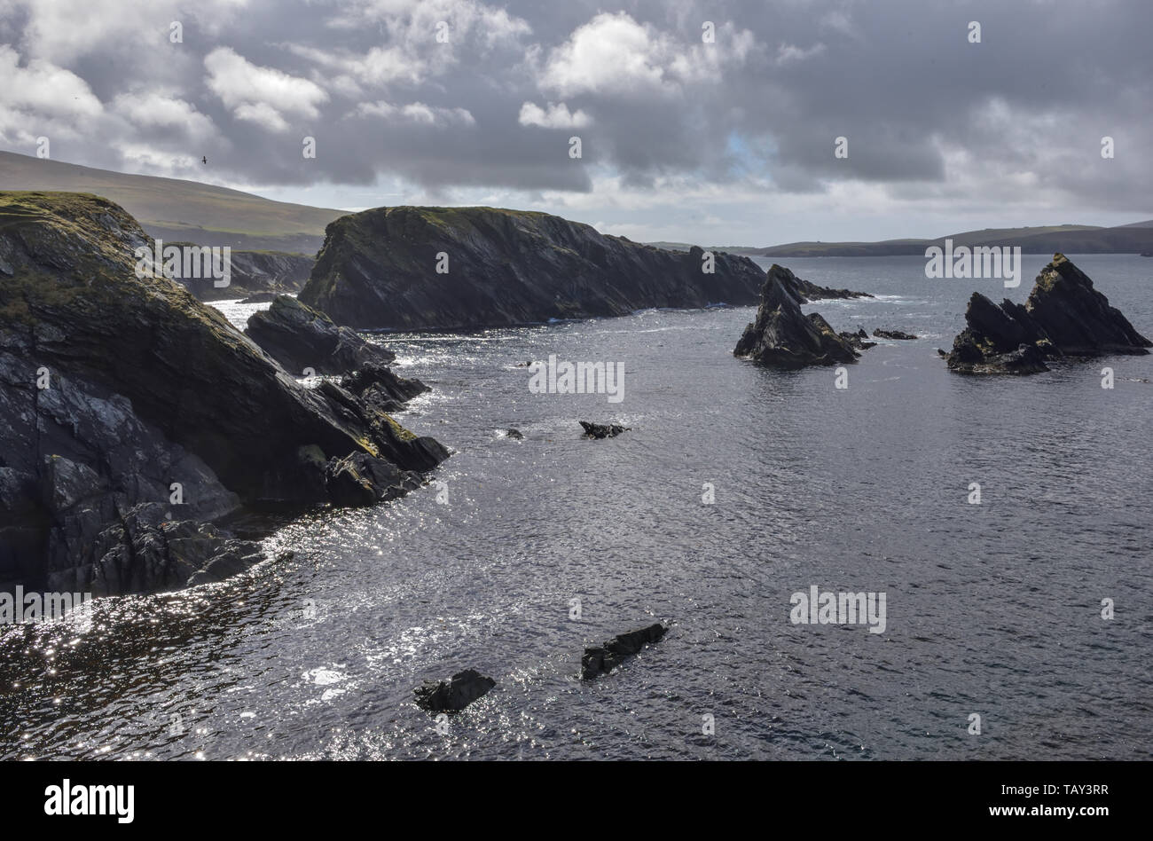 Cliffs on St. Ninian's Isle, Shetland, Scotland, UK Stock Photo
