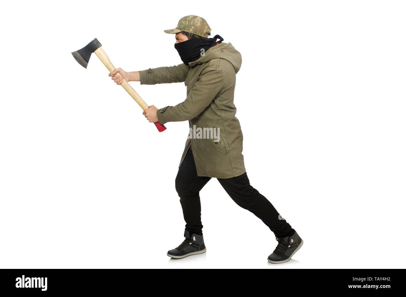 Criminal wearing mask isolated on white Stock Photo - Alamy