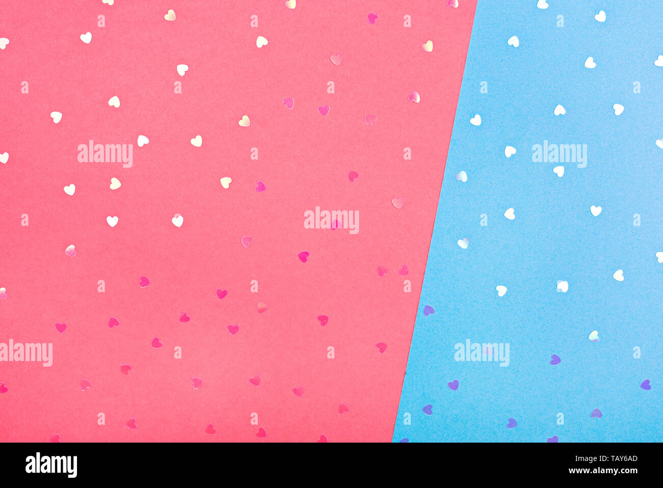 Holiday Pink - blue background - substrate with heart-sparkles Stock Photo