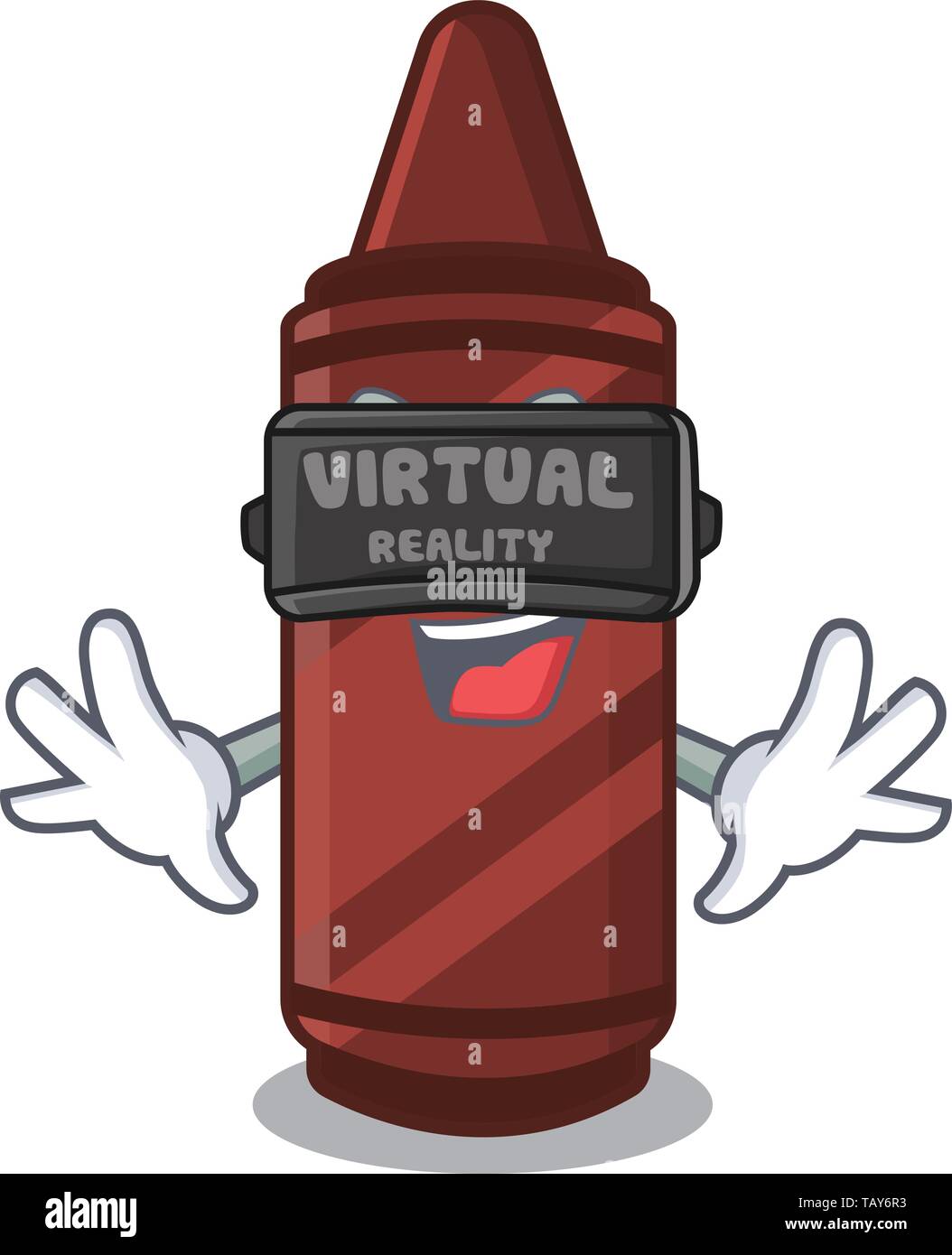 Virtual reality brown crayon in the cartoon column Stock Vector