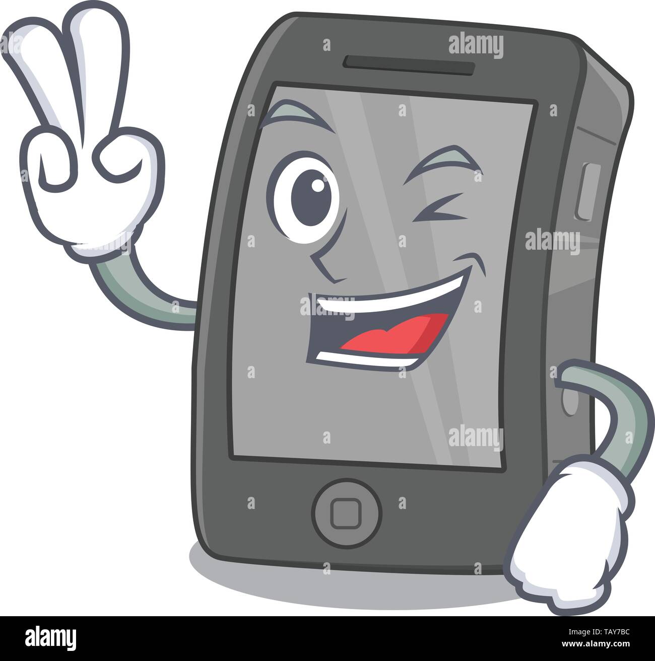 Two finger ipad isolated with in the character Stock Vector