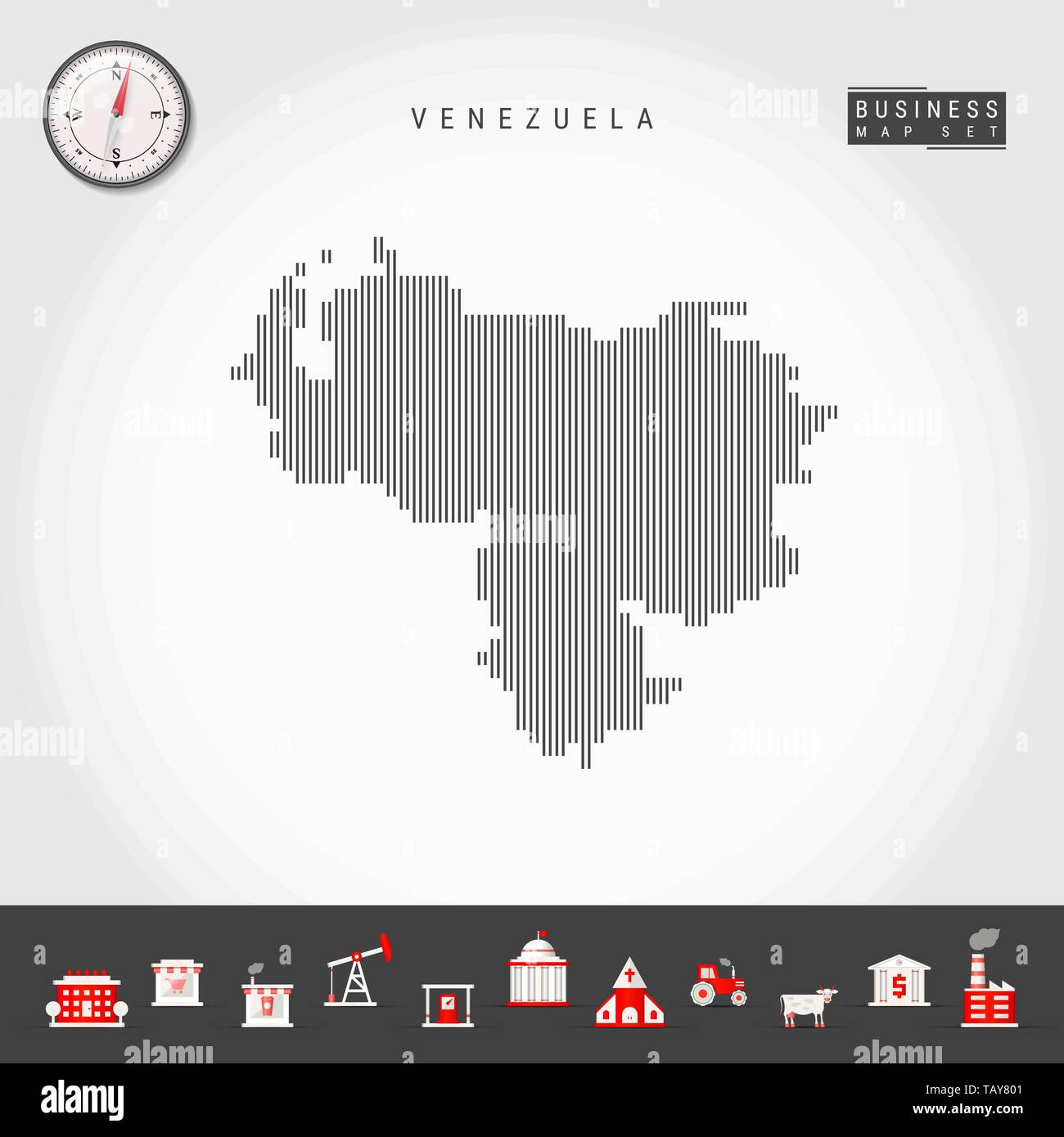 Vector Vertical Lines Pattern Map Of Venezuela Striped Simple