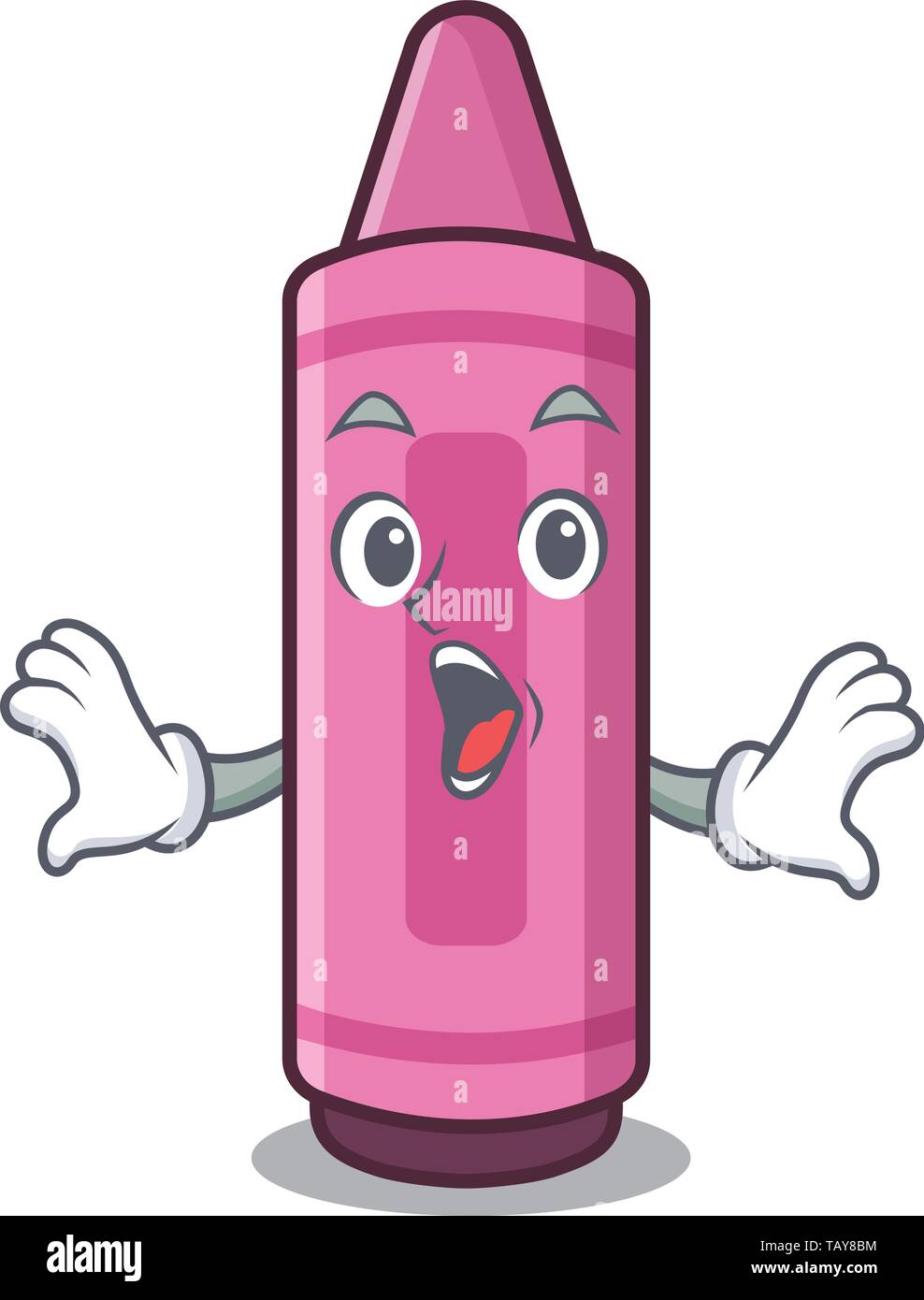 Surprised pink crayons in the character shape Stock Vector Image & Art