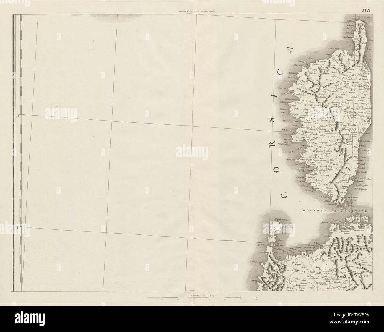 Corsica & North west Sardinia. Bonifacio Maddalena. CHAUCHARD 1800 old map Stock Photo