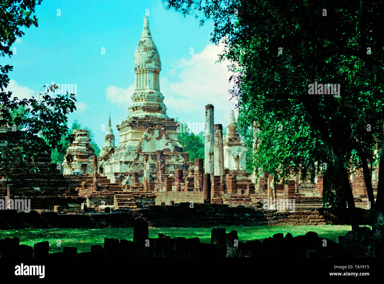 Wat Chedi Chet Thaeo,Si Satchanalai Historical Park,Sukhothai,Thailand Stock Photo