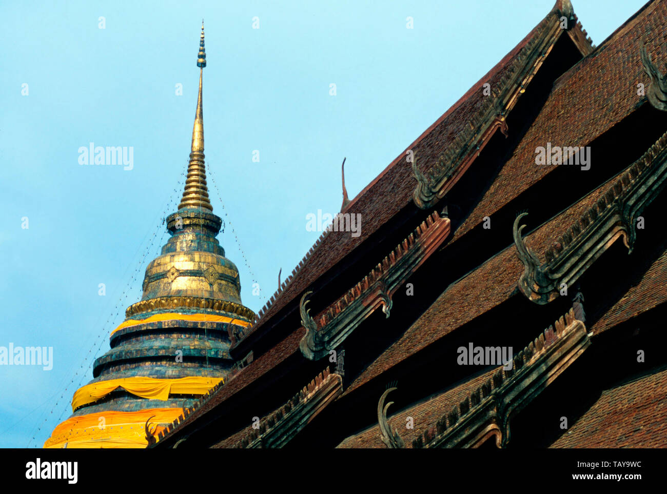 Chedi at Wat Phra That Lampang Luang,ThAiland Stock Photo