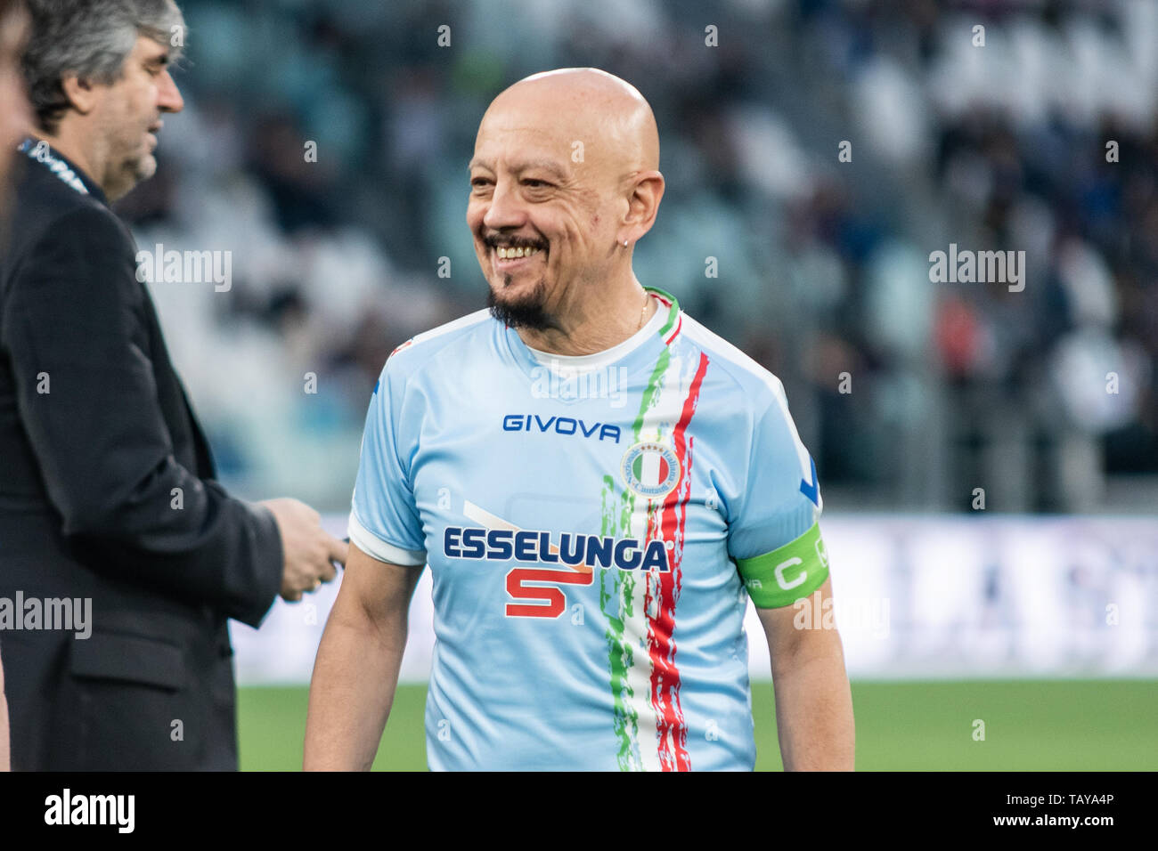 Enrico Ruggeri during the La Partita del cuore: Campioni della ricerca vs Nazionale cantanti. Campioni della ricerca won 3-2 at Allianz Stadium, in Tu Stock Photo