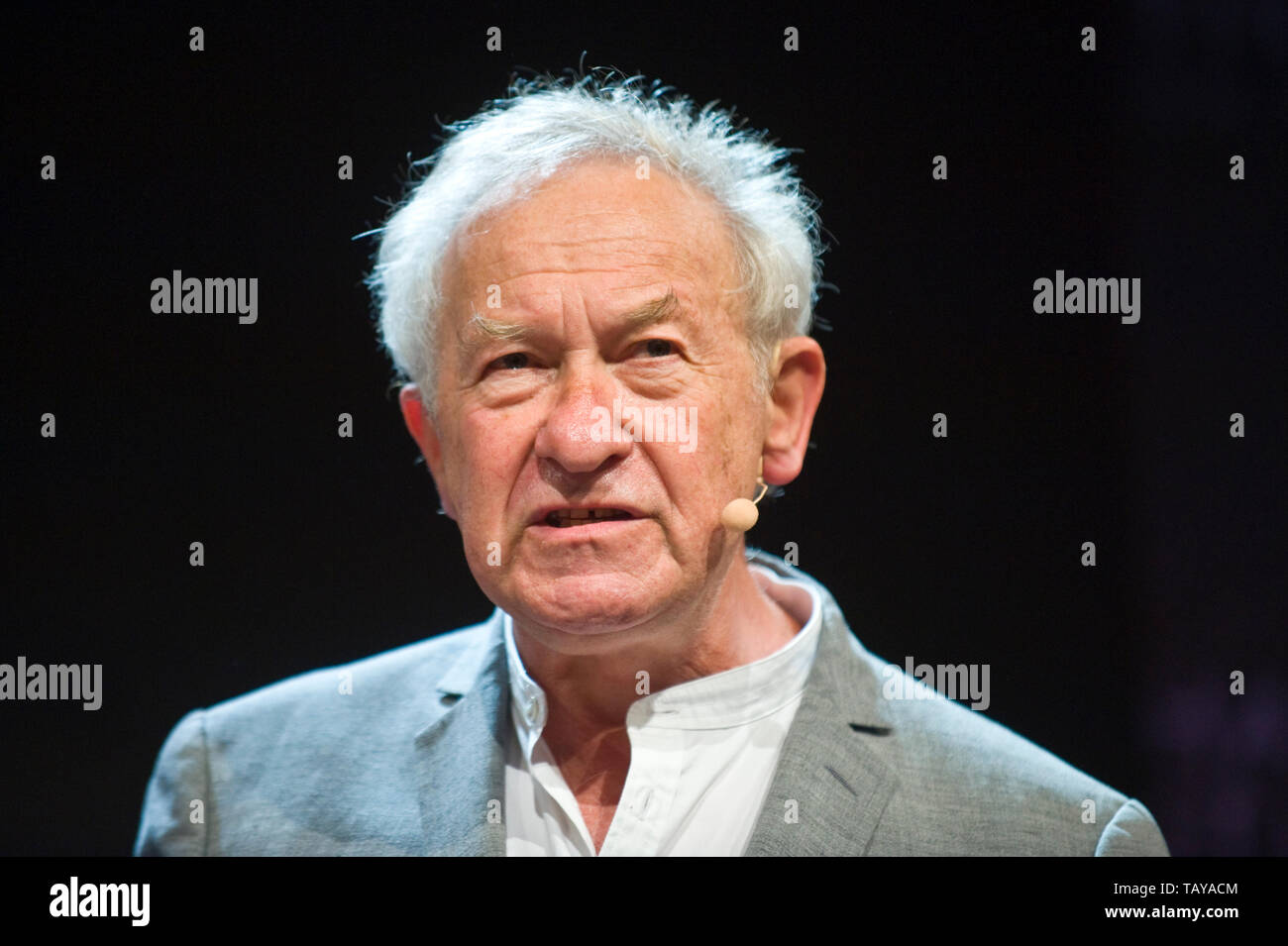 Simon Schama on stage at Hay Festival to read the works of the late John Julius Norwich Hay-on-Wye Powys Wales UK Stock Photo