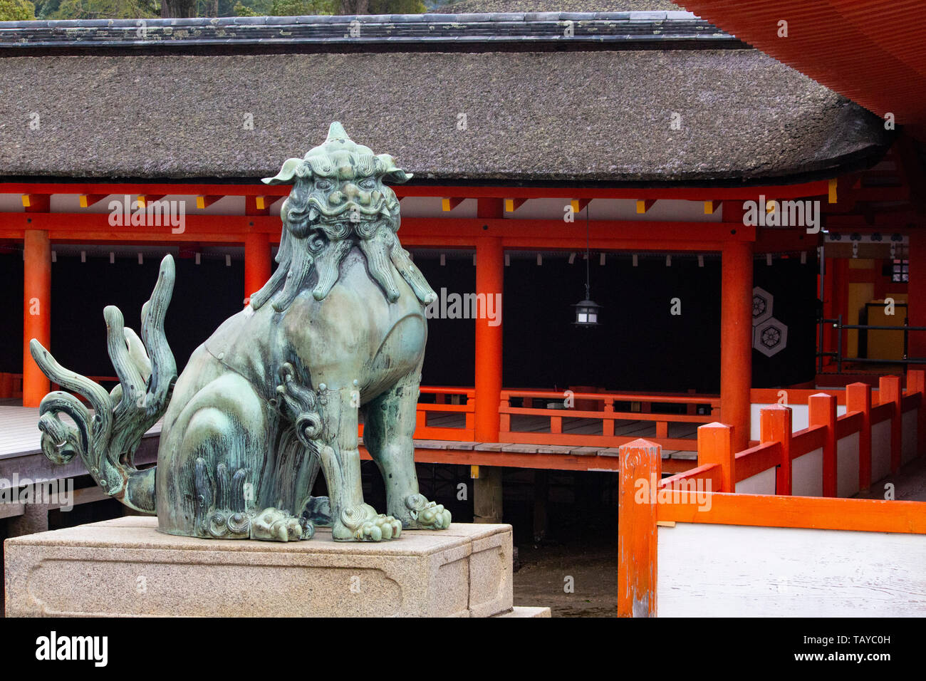 Statue at Itsukushima Shrine - Miyajima, Japan Stock Photo