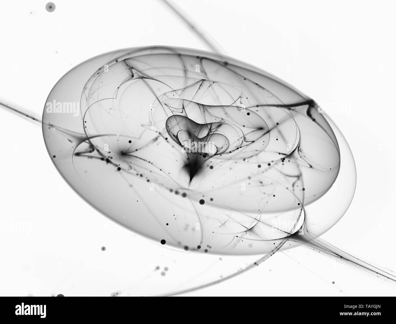 Dark energy with matter in deep space black and white inverted abstract intensity map Stock Photo