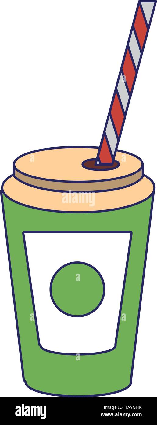 Soda cup with straw cartoon blue lines Stock Vector Image & Art - Alamy