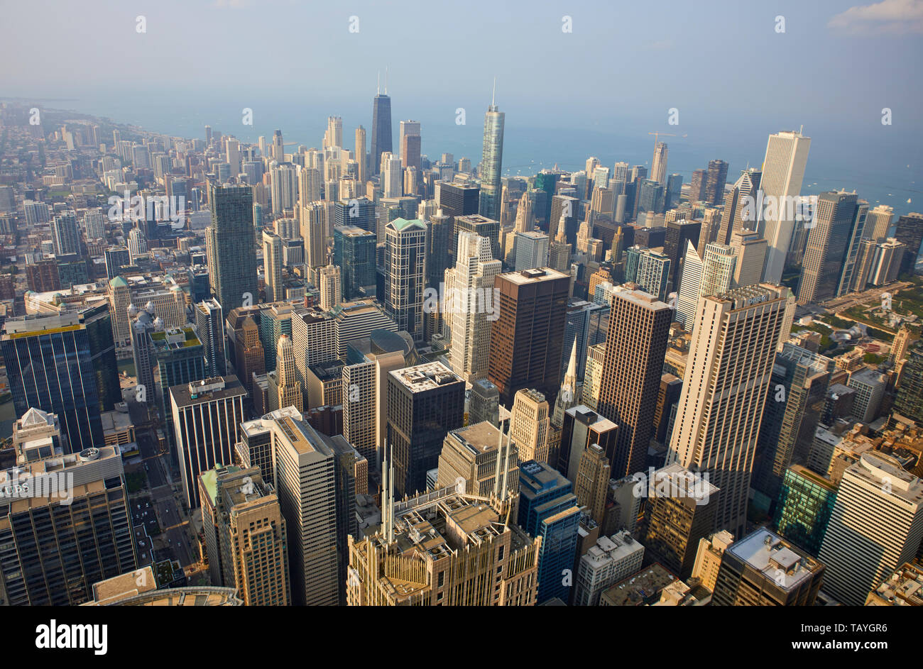 Elevated view of Chicago seen from Skydeck, Chicago, Illinois, United States Stock Photo