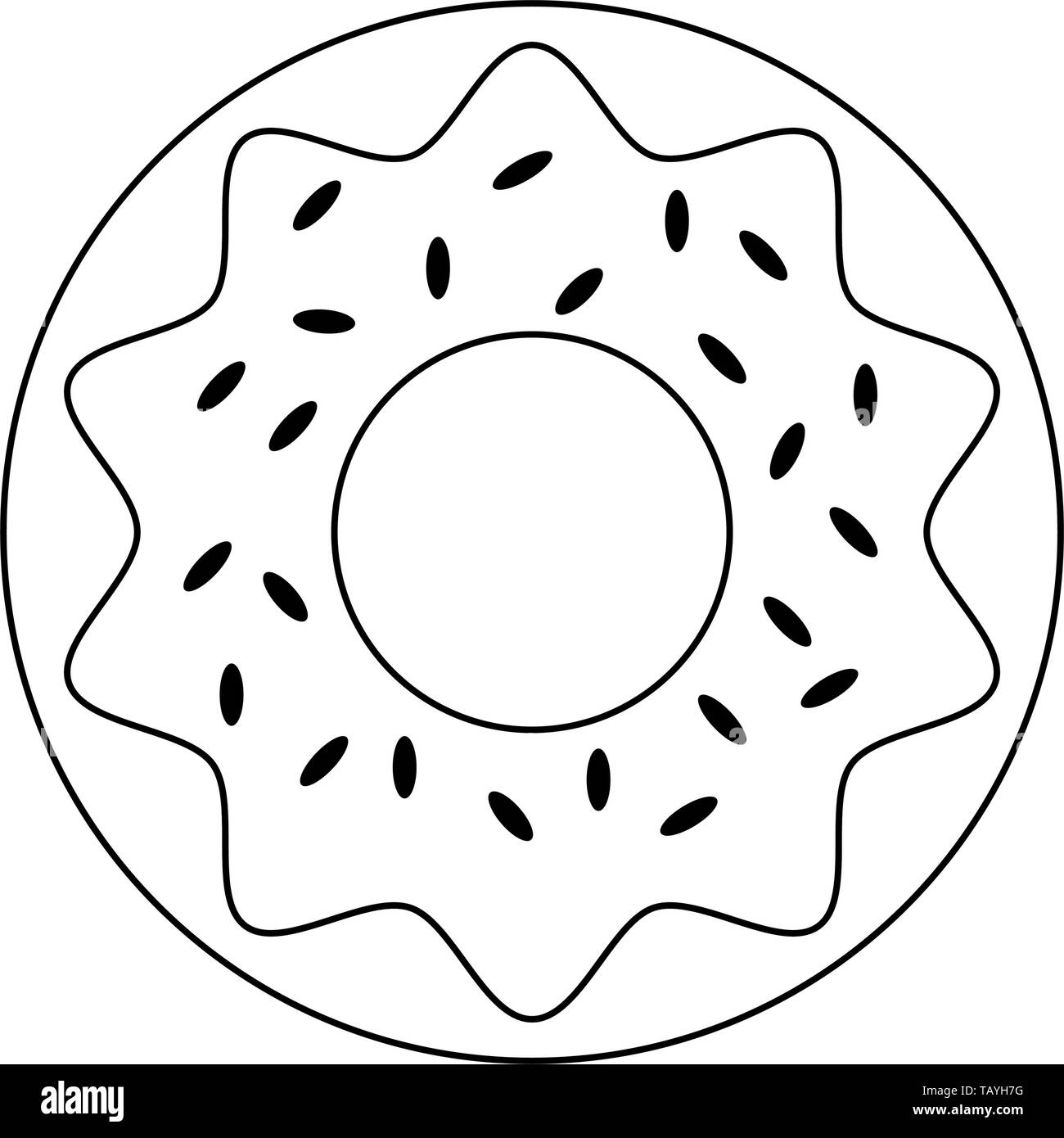 Cartoon donut pink frosting Black and White Stock Photos & Images - Alamy
