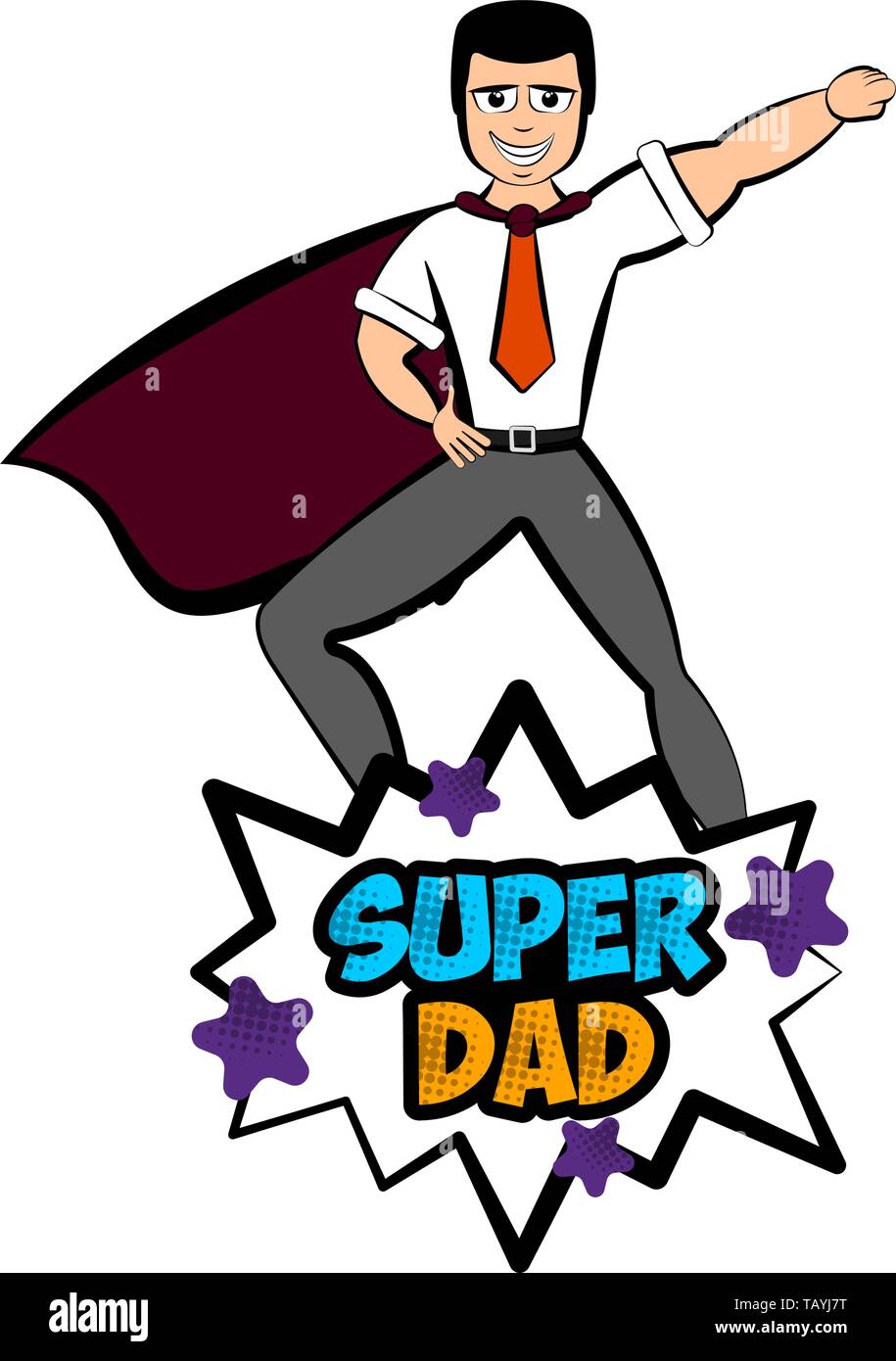 Isolated super dad with a hero costume - Vector Stock Vector