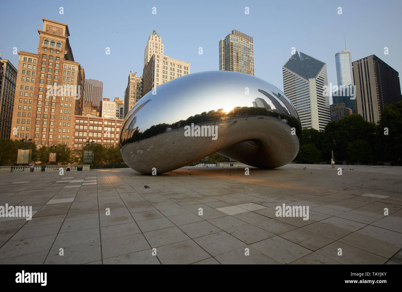 The sculpture Cloud Gate, also known as the Bean, at Millenium Park, Chicago, Illinois, United states Stock Photo