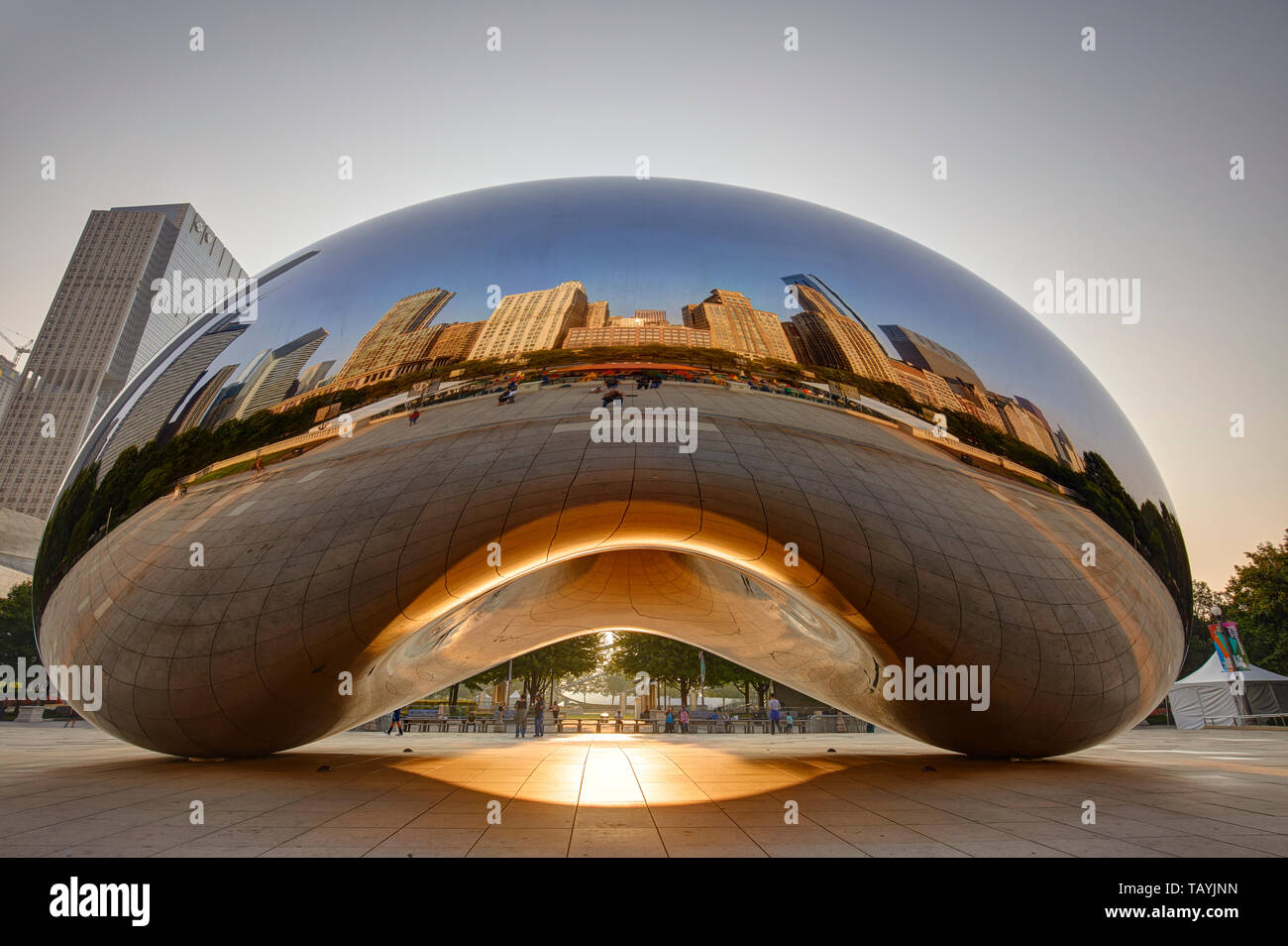 The sculpture Cloud Gate, also known as the Bean, at Millenium Park at