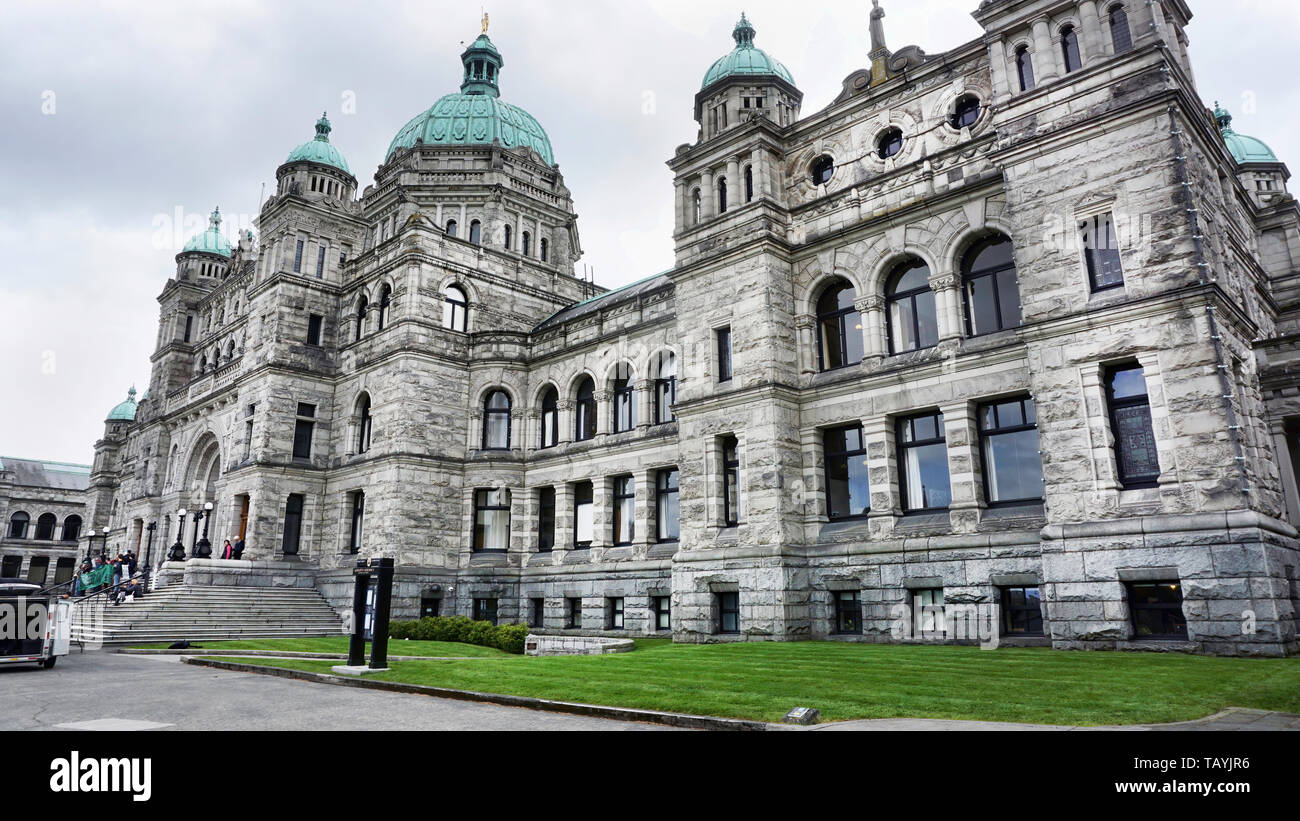 Victoria,British Columbia,Canada - May 3, 2019 - This is the Parlioment Building  home of the Legislation Assembly of British Columbia. It was open in Stock Photo