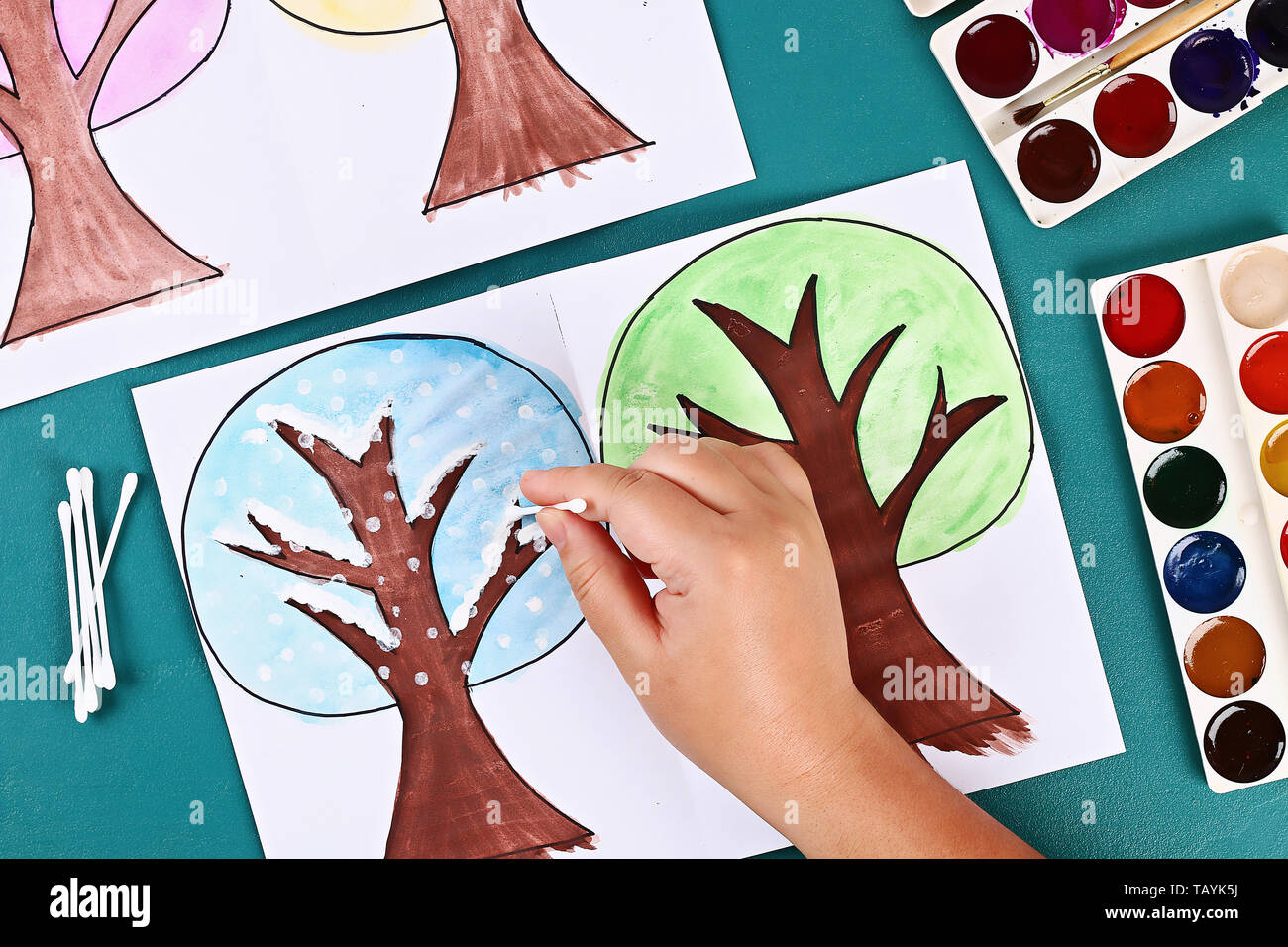 6 Diy paper tree four seasons summer, autumn, winter, spring. Tree 4 ...