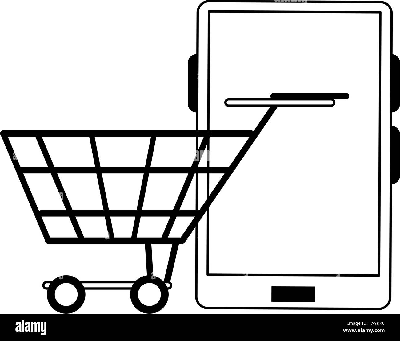 Online shopping and sales symbols in black and white Stock Vector Image ...