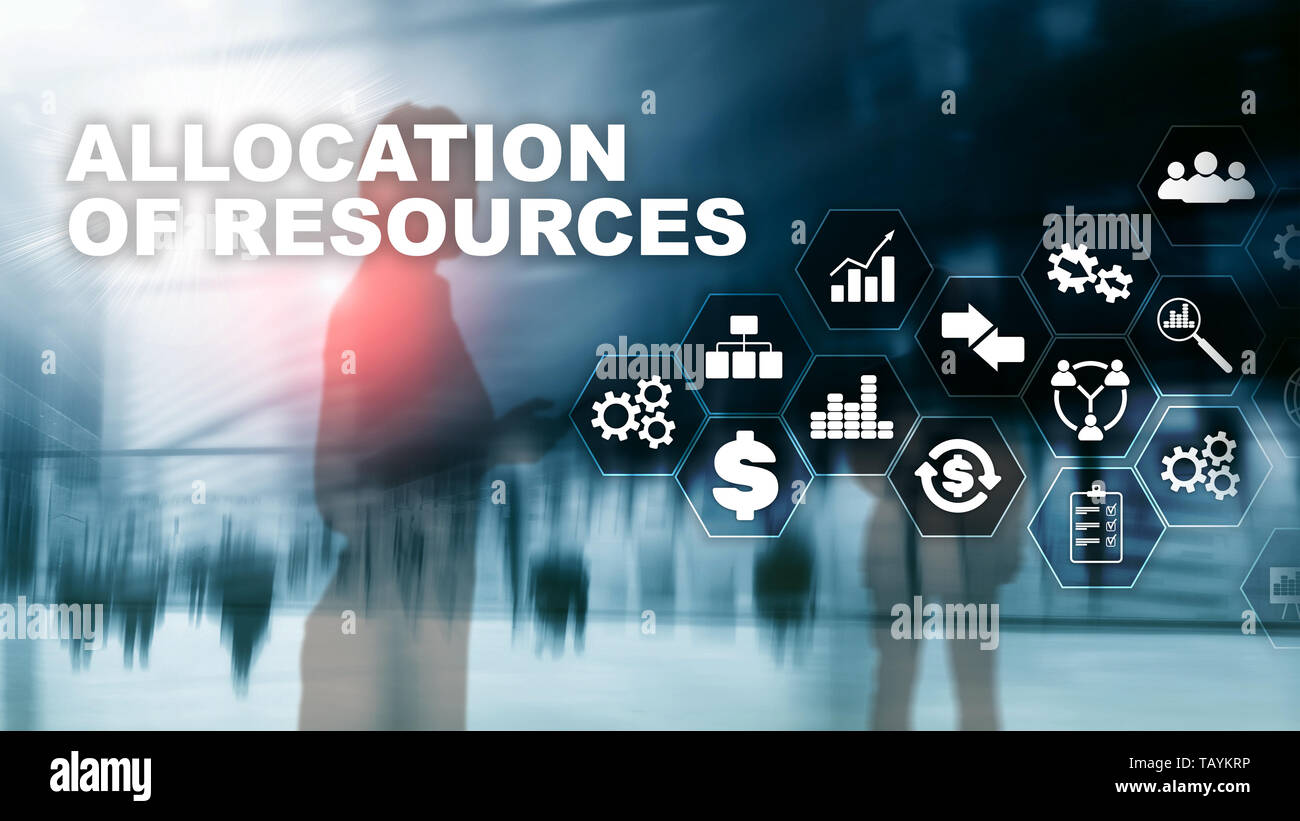 Allocation of resources concept. Strategic planning. Mixed media. Abstract business background. Financial technology and communication concept Stock Photo