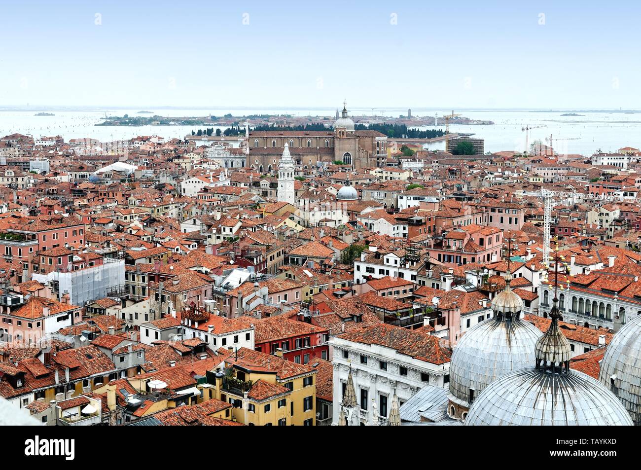 Birds eye view of the rooftops of Venice Italy Europe EU Stock Photo