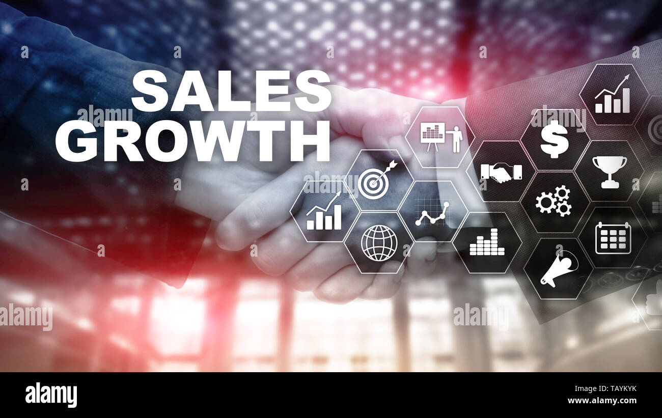 Chart growth concept. Sales increase, marketing strategy. Double exposure with business graph. Stock Photo