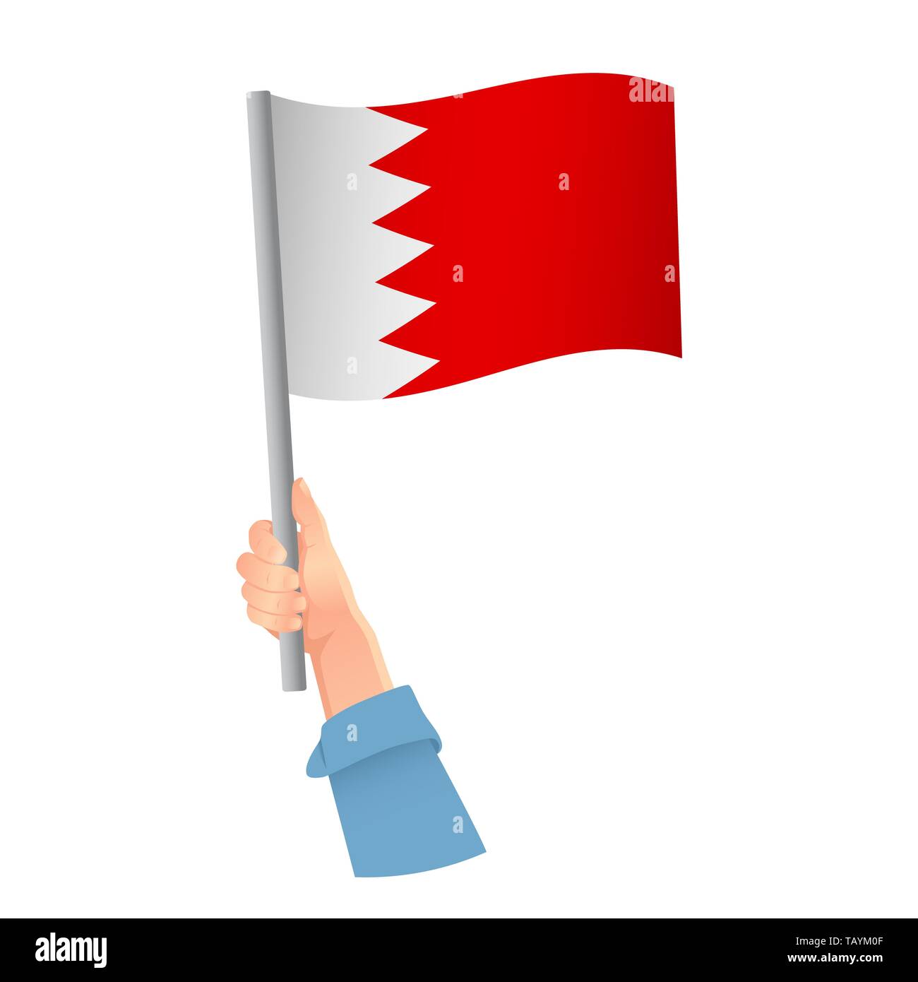 Bahrain flag in hand. Patriotic background. National flag of Bahrain
