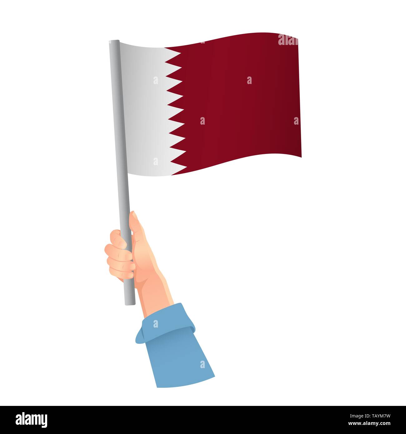 Qatar Flag In Hand Patriotic Background National Flag Of Qatar Illustration Stock Photo Alamy