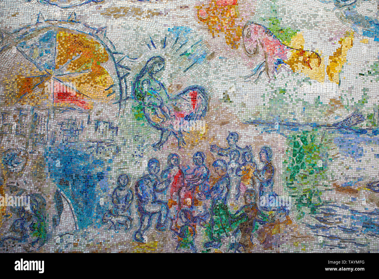 Four Seasons mosaic by Marc Chagall, in Chase Tower Plaza, Chicago, Illinois, United States Stock Photo