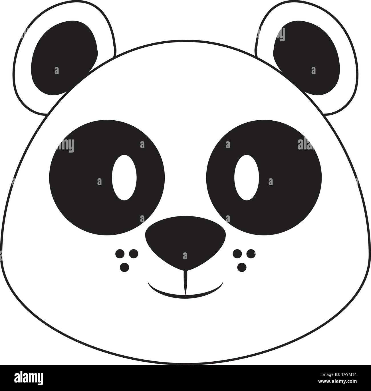 Panda head wildlife cute animal cartoon in black and white Stock ...
