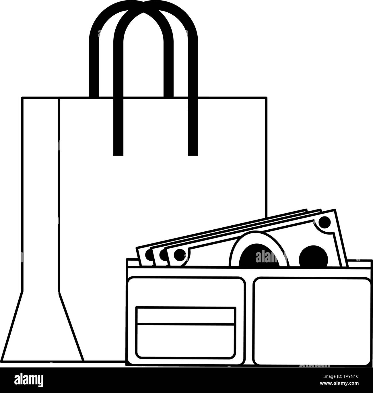 Shopping and sales symbols in black and white Stock Vector Image & Art ...
