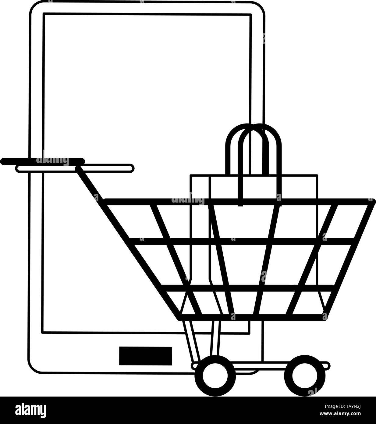 Online shopping and sales symbols in black and white Stock Vector Image ...