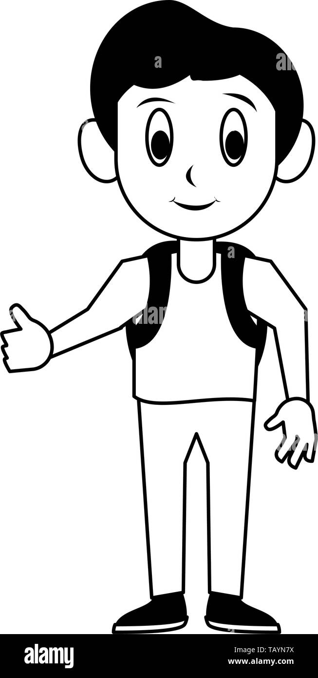 Student boy with backpack in black and white Stock Vector Image & Art ...