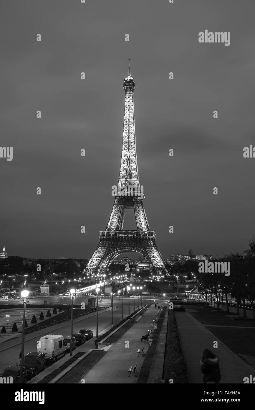 Eiffel Tower illumination show. Eiffel Tower is the highest monument in