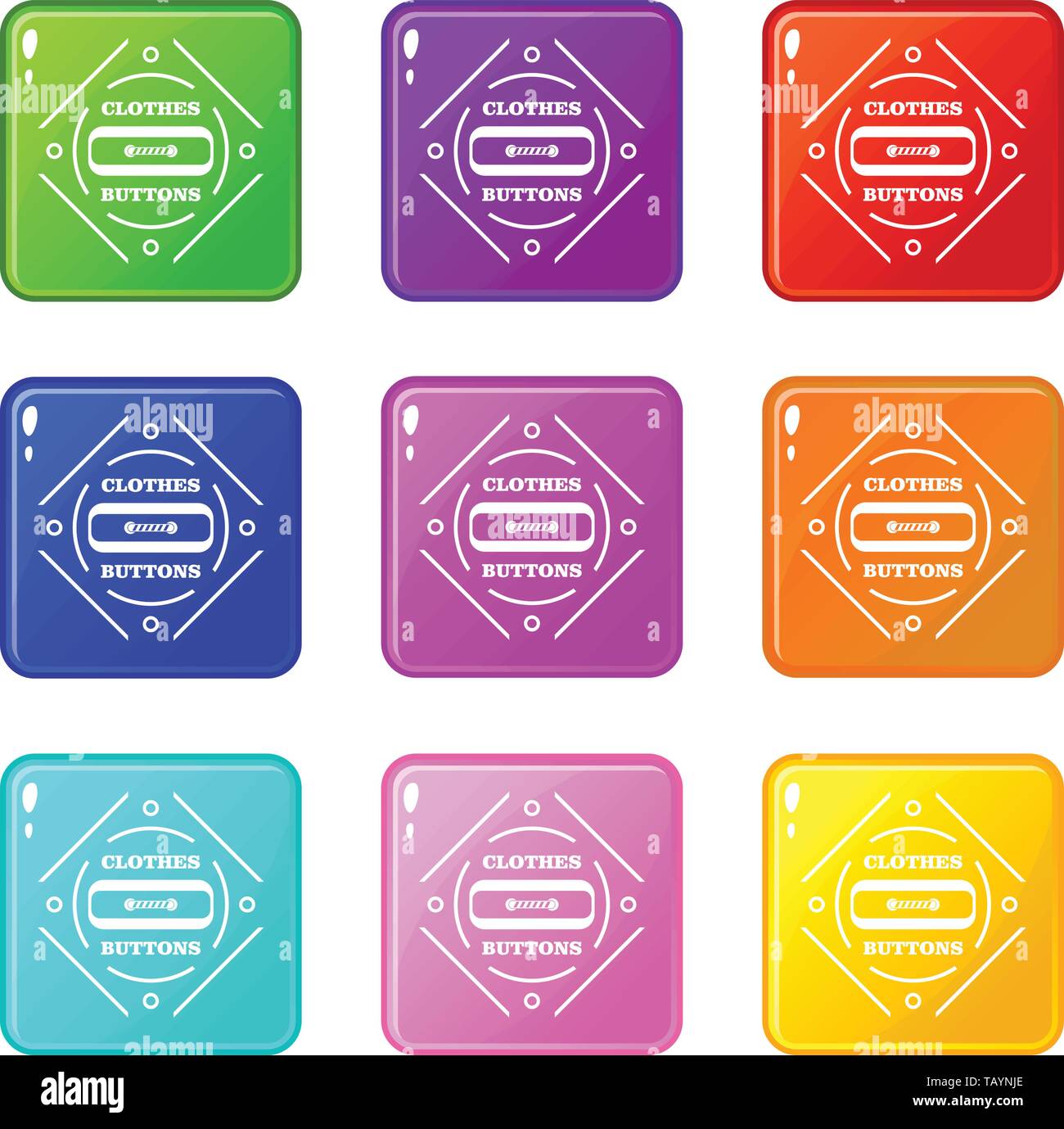 Clothes button plastic icons set 9 color collection Stock Vector Image ...