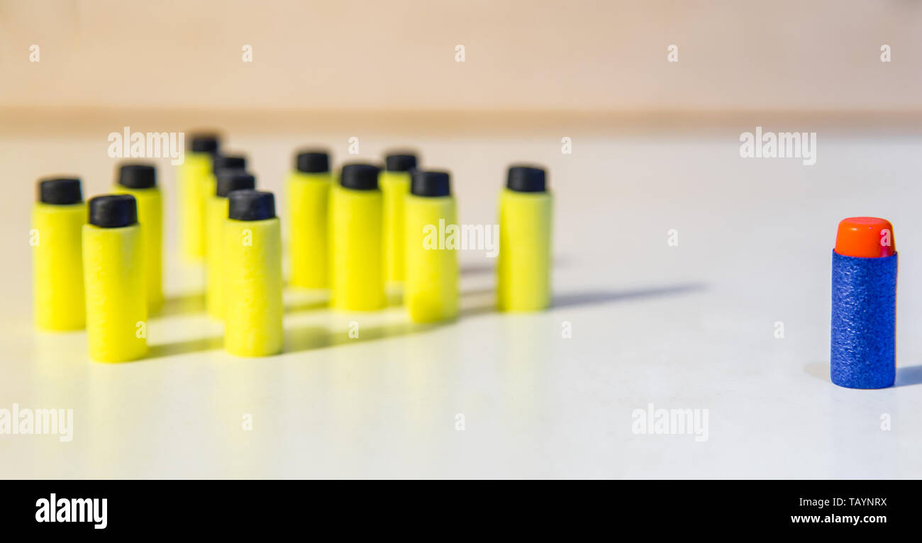 foam darts group and individual Stock Photo