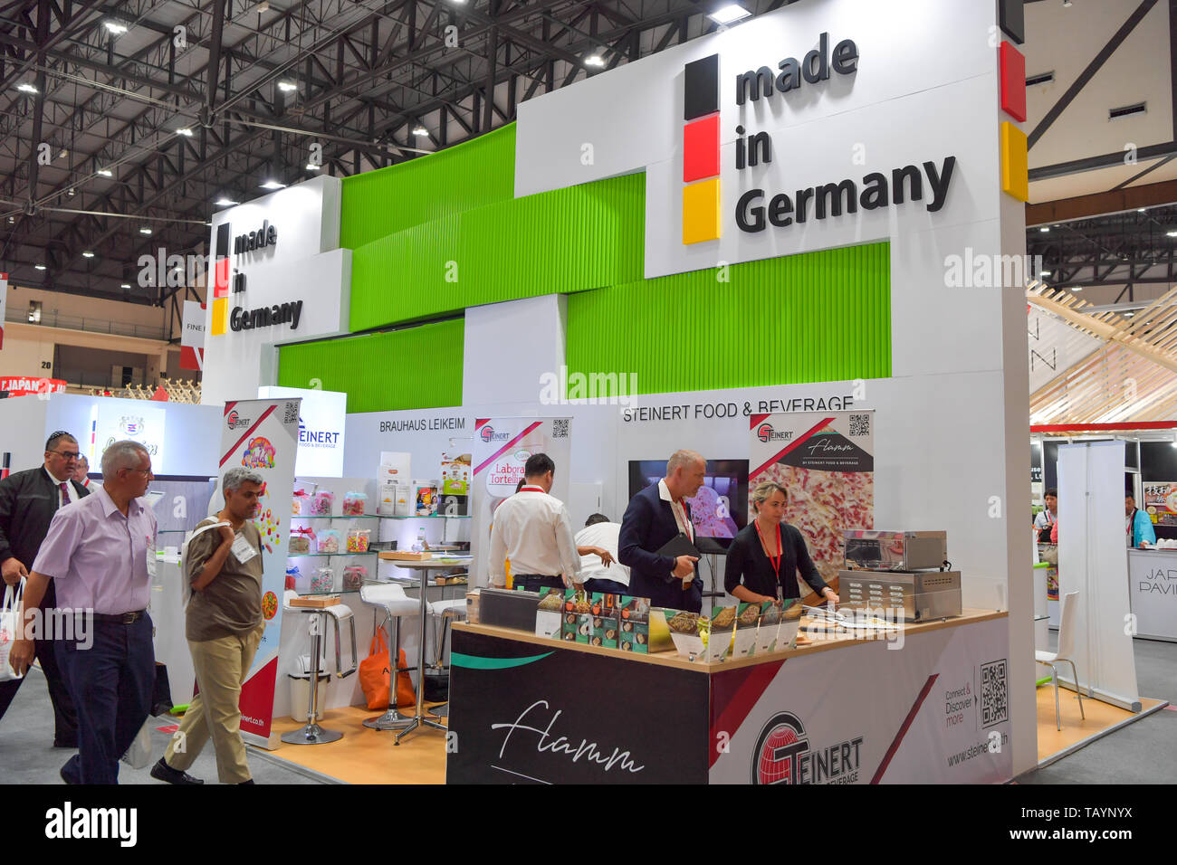 NONTHABURI - MAY 28 : Chefs are cooking demonstrations to visitors and customer in during exhibition of THAIFEX - World of food ASIA 2019 on May 28, 2 Stock Photo
