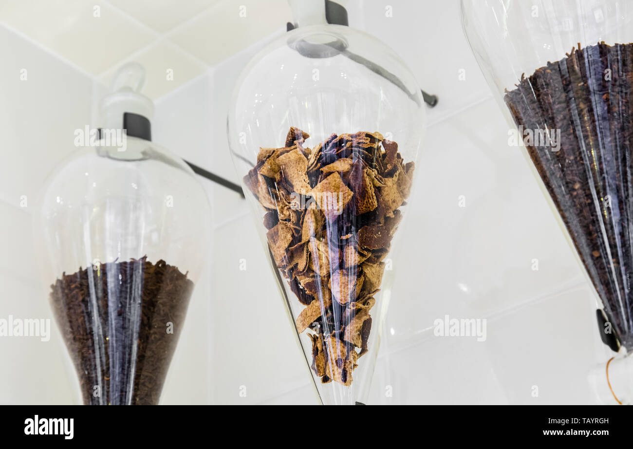 herb in glass Storage bottles Stock Photo Alamy