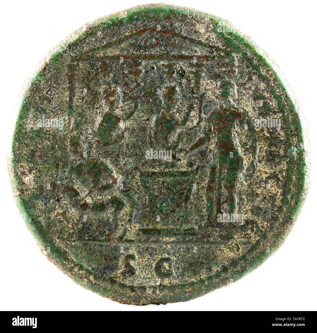 Dupondius. Ancient Roman bronze coin of Emperor Domitian. Reverse Stock