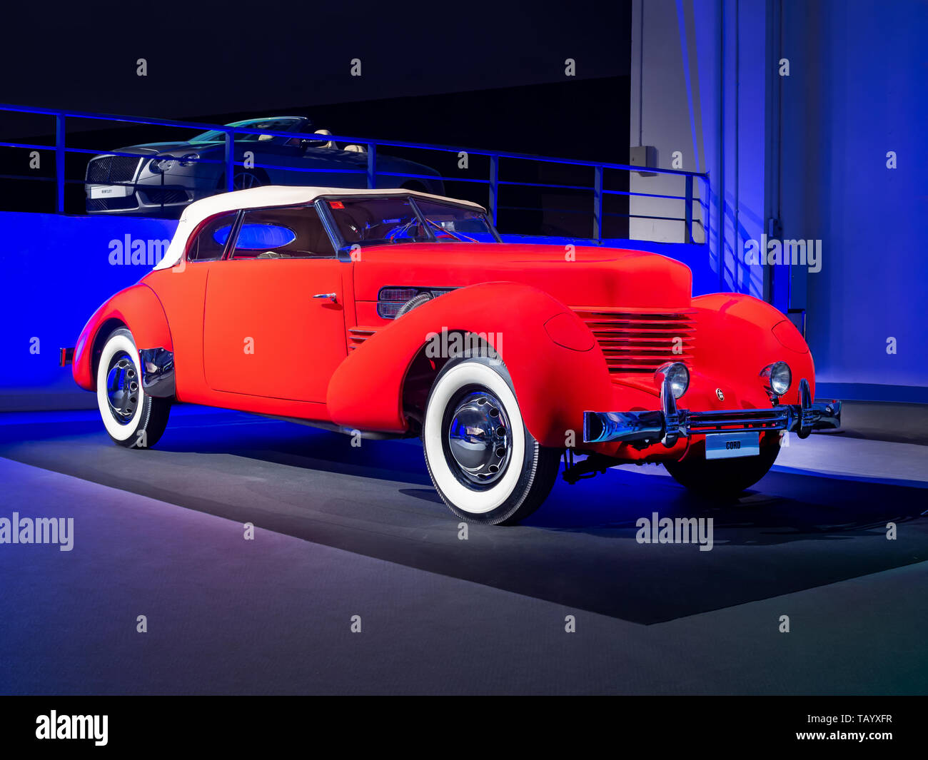 BARCELONA, SPAIN-MAY 11, 2019: 1937 Cord 812 Cabriolet at the 100 years of the Automobile Exhibition Stock Photo