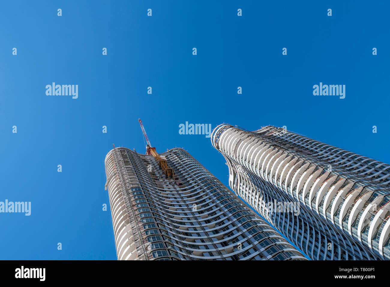 Israel, Tel Aviv-Yafo - 08 March 2019: Gindi TLV towers in construction designed by Moore Yaski Sivan Architects Stock Photo