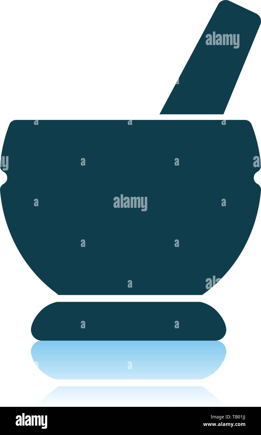 Mortar And Pestel Icon. Shadow Reflection Design. Vector Illustration. Stock Vector