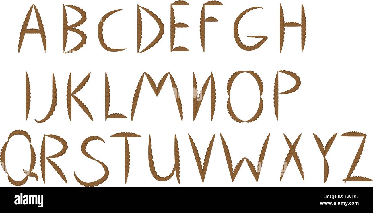 Old rope hand drawn alphabet letters from A to Z Stock Vector Image