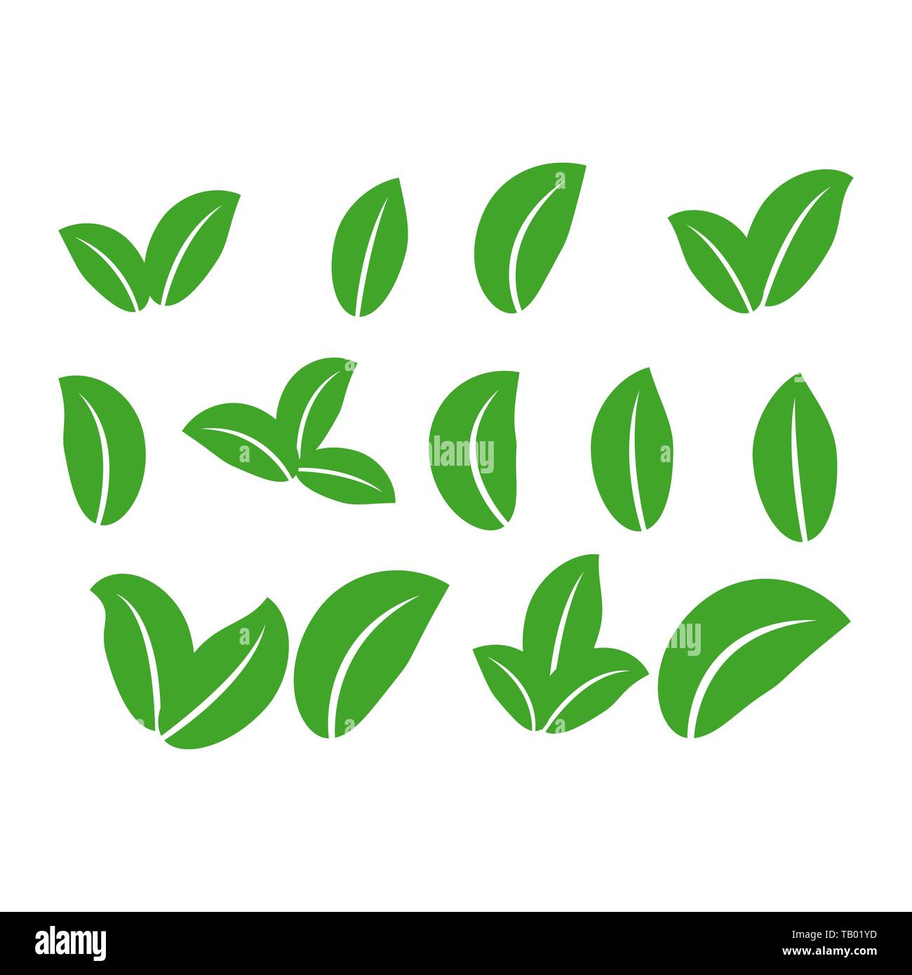 green leaf icons set on white background Stock Vector Image & Art - Alamy
